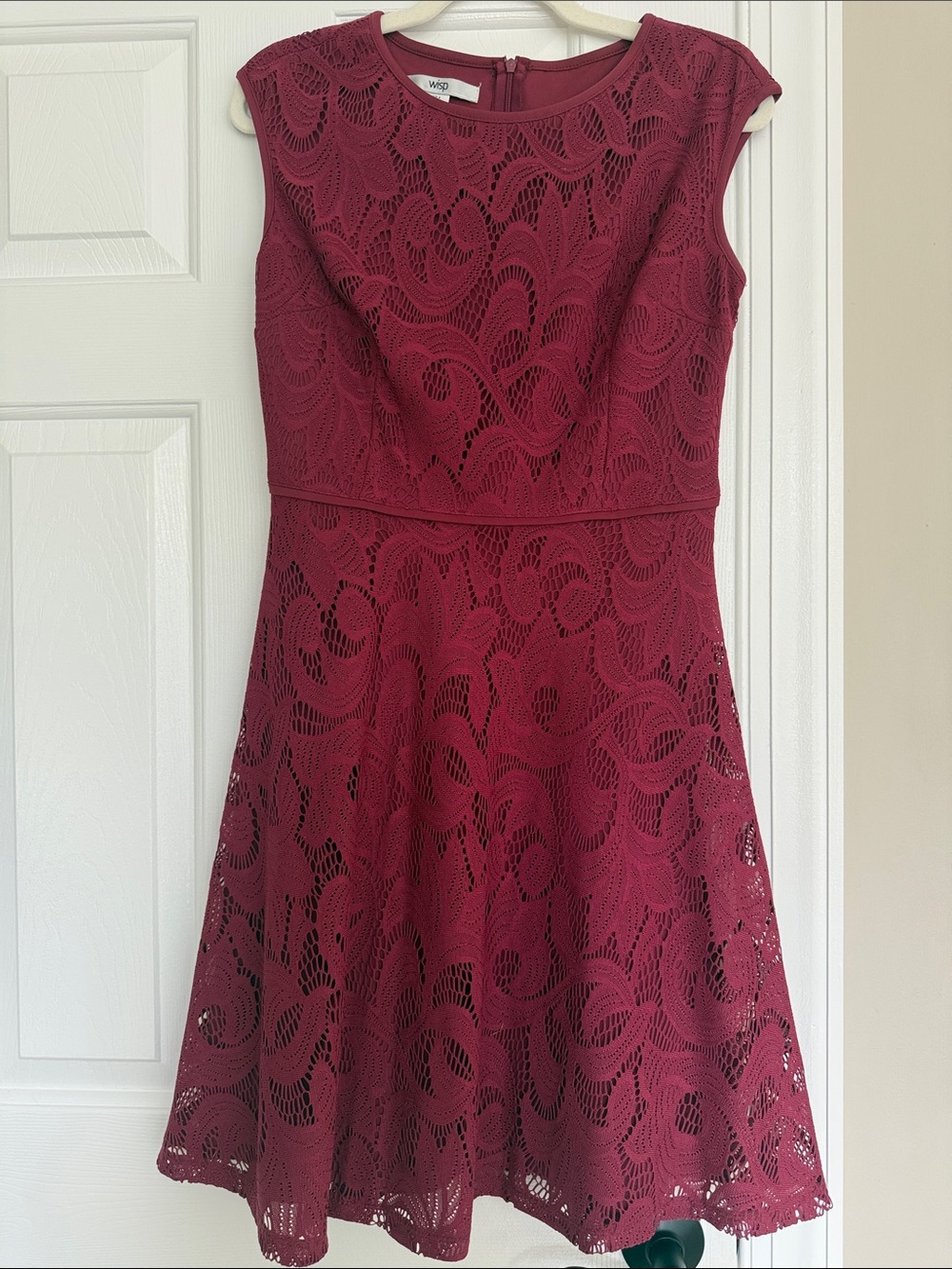 Lace Fit & Flare Mini Dress in Wine, size 4